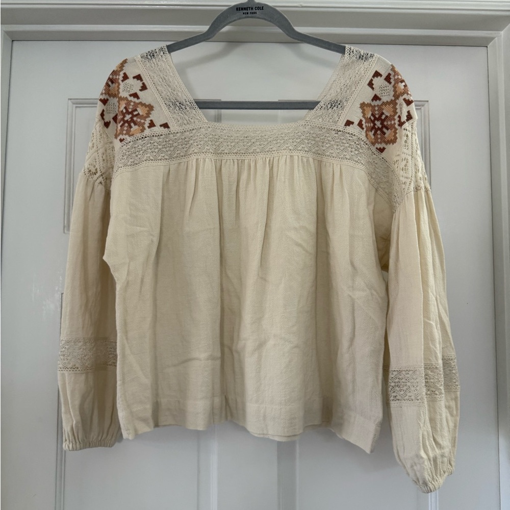 Square Neck Embroidered Blouse